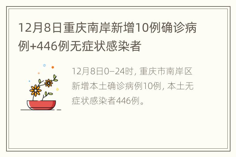 12月8日重庆南岸新增10例确诊病例+446例无症状感染者