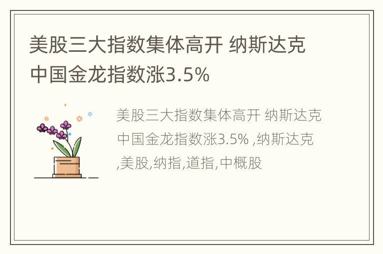 美股三大指数集体高开 纳斯达克中国金龙指数涨3.5%