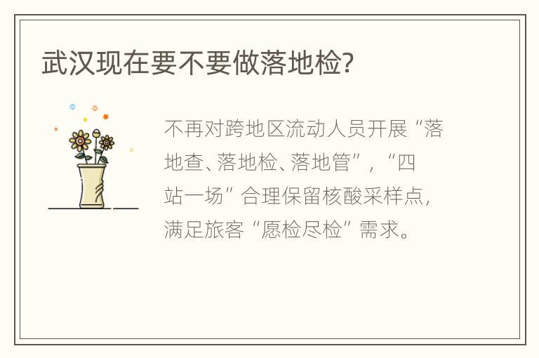 武汉现在要不要做落地检？
