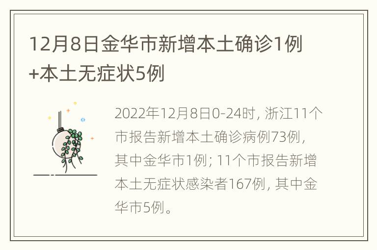 12月8日金华市新增本土确诊1例+本土无症状5例