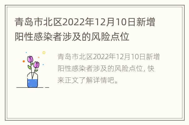 青岛市北区2022年12月10日新增阳性感染者涉及的风险点位