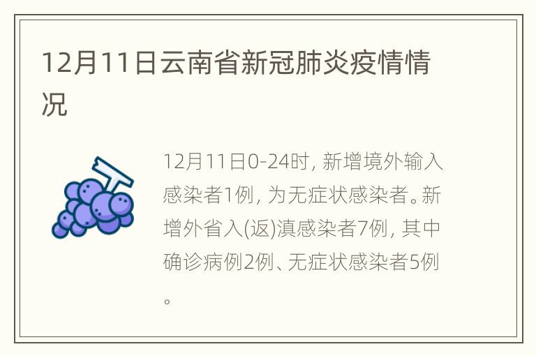 12月11日云南省新冠肺炎疫情情况