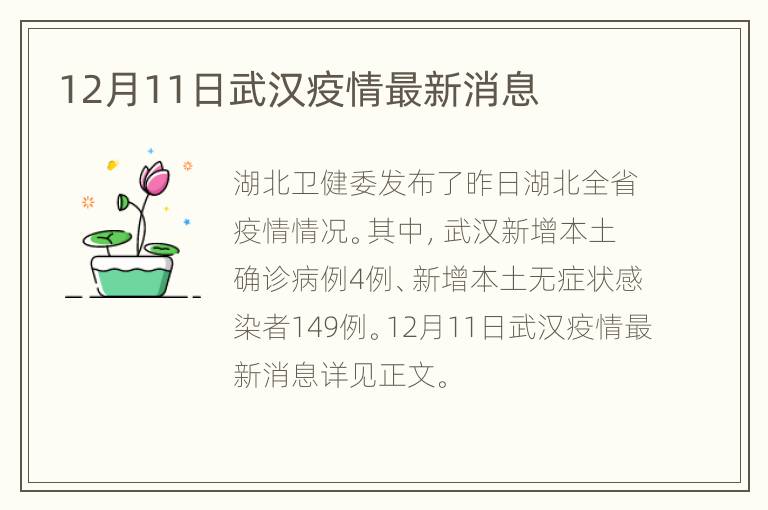 12月11日武汉疫情最新消息