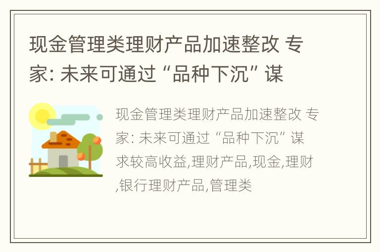 现金管理类理财产品加速整改 专家：未来可通过“品种下沉”谋求较高收益