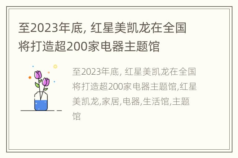 至2023年底，红星美凯龙在全国将打造超200家电器主题馆