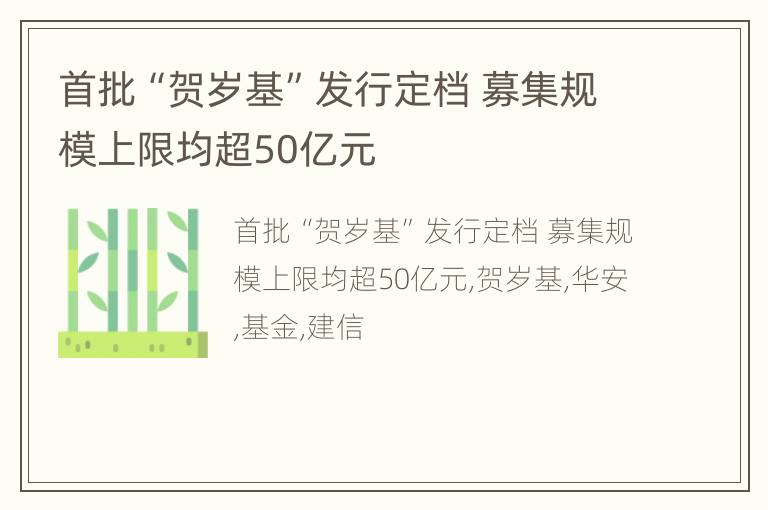 首批“贺岁基”发行定档 募集规模上限均超50亿元