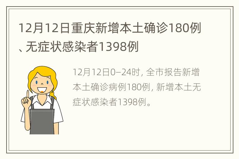 12月12日重庆新增本土确诊180例、无症状感染者1398例