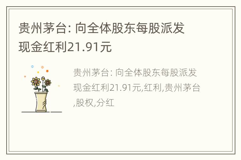 贵州茅台：向全体股东每股派发现金红利21.91元