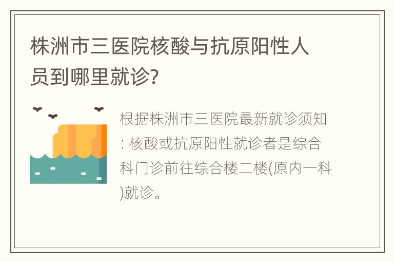 株洲市三医院核酸与抗原阳性人员到哪里就诊？