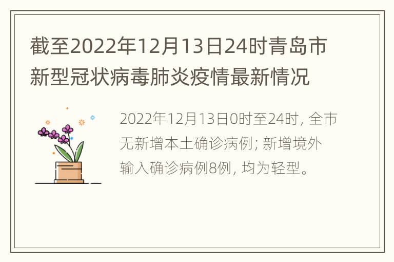 截至2022年12月13日24时青岛市新型冠状病毒肺炎疫情最新情况
