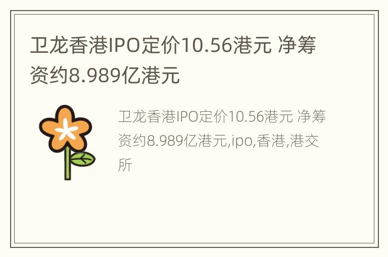 卫龙香港IPO定价10.56港元 净筹资约8.989亿港元