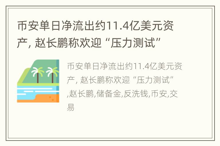 币安单日净流出约11.4亿美元资产，赵长鹏称欢迎“压力测试”