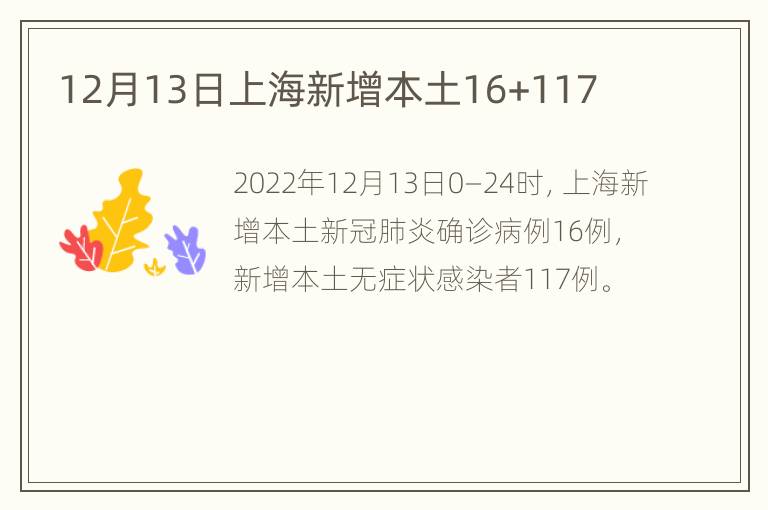 12月13日上海新增本土16+117