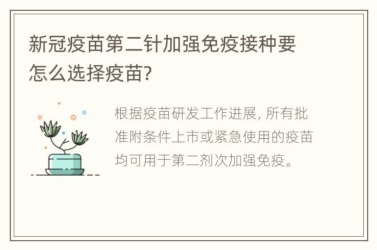 新冠疫苗第二针加强免疫接种要怎么选择疫苗？