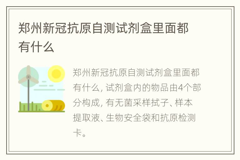 郑州新冠抗原自测试剂盒里面都有什么