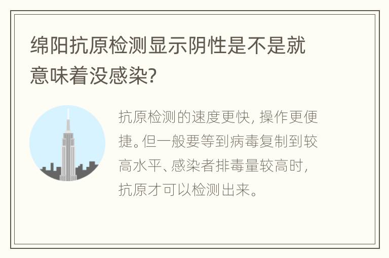 绵阳抗原检测显示阴性是不是就意味着没感染？