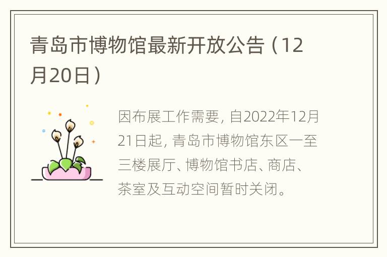 青岛市博物馆最新开放公告（12月20日）