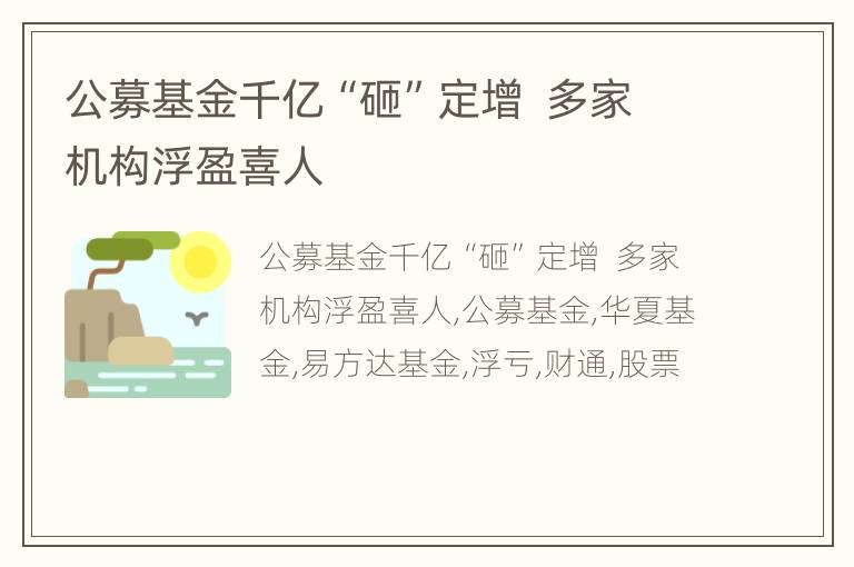 公募基金千亿“砸”定增  多家机构浮盈喜人