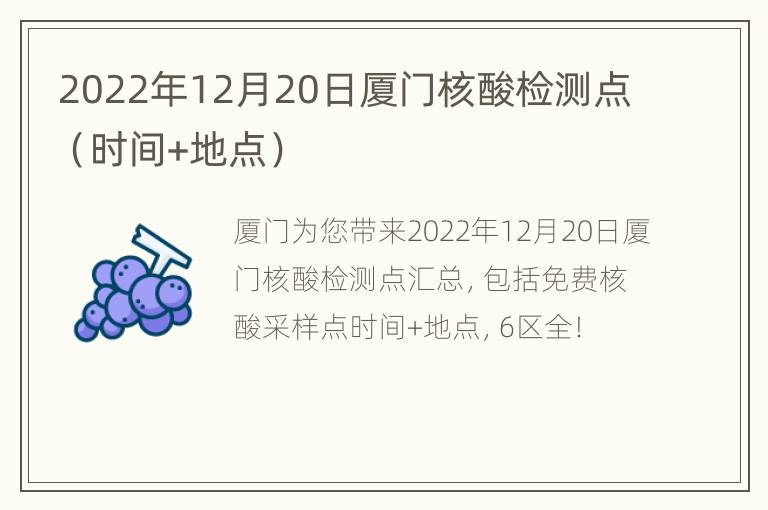 2022年12月20日厦门核酸检测点（时间+地点）