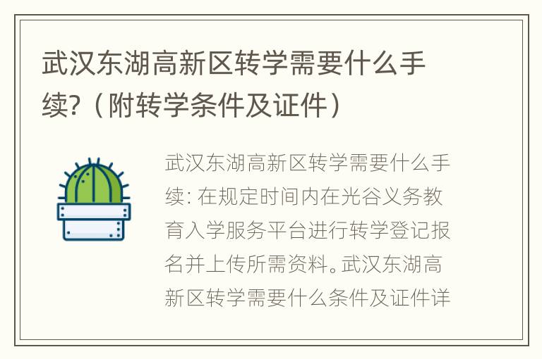 武汉东湖高新区转学需要什么手续？（附转学条件及证件）