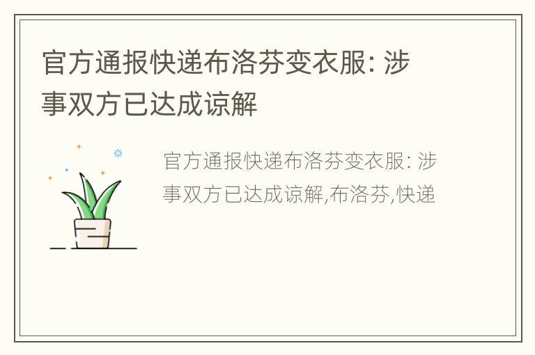 官方通报快递布洛芬变衣服：涉事双方已达成谅解