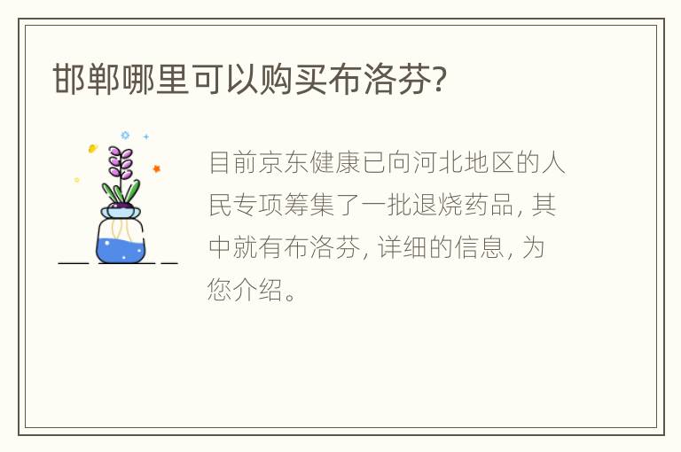 邯郸哪里可以购买布洛芬？