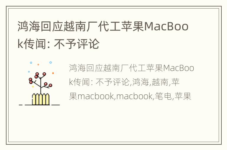 鸿海回应越南厂代工苹果MacBook传闻：不予评论