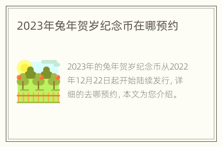 2023年兔年贺岁纪念币在哪预约