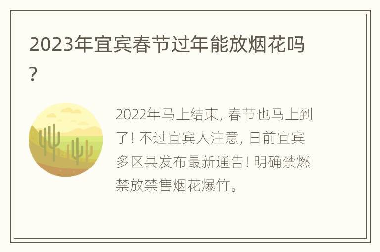 2023年宜宾春节过年能放烟花吗？