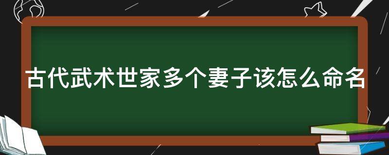 古代武術世家多個妻子該怎麼命名-趣百科