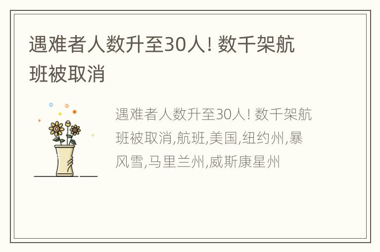 遇难者人数升至30人！数千架航班被取消