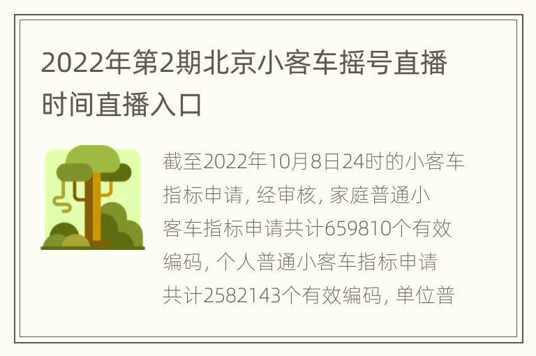 2022年第2期北京小客车摇号直播时间直播入口