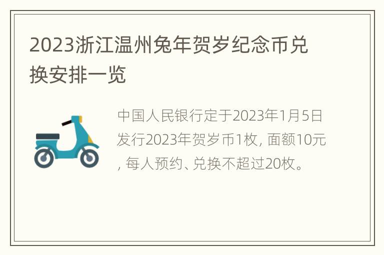 2023浙江温州兔年贺岁纪念币兑换安排一览