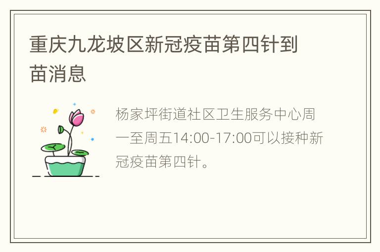 重庆九龙坡区新冠疫苗第四针到苗消息