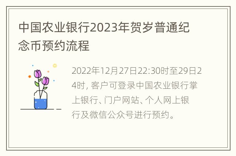 中国农业银行2023年贺岁普通纪念币预约流程