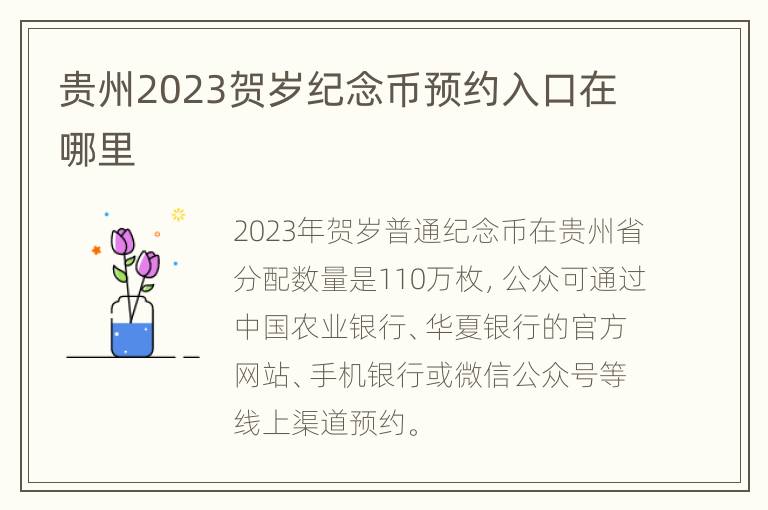 贵州2023贺岁纪念币预约入口在哪里