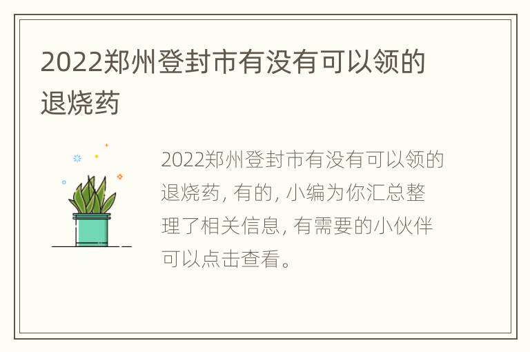 2022郑州登封市有没有可以领的退烧药