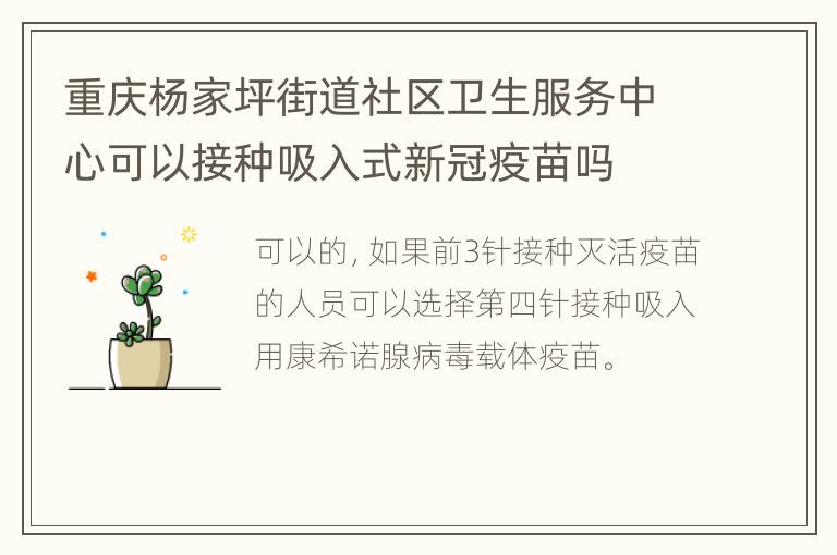 重庆杨家坪街道社区卫生服务中心可以接种吸入式新冠疫苗吗