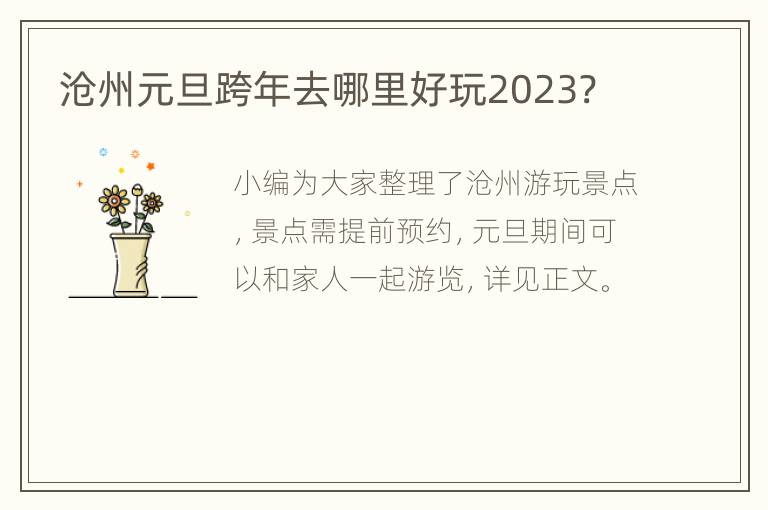 沧州元旦跨年去哪里好玩2023?