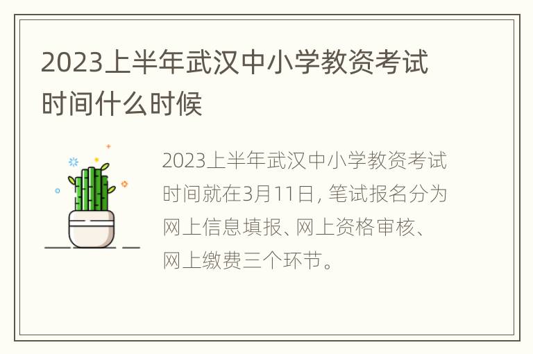 2023上半年武汉中小学教资考试时间什么时候
