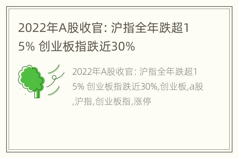 2022年A股收官：沪指全年跌超15% 创业板指跌近30%