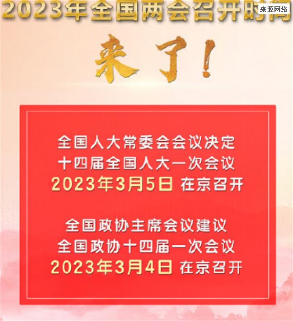 期盼已久的2023年全国两会召开时间来了