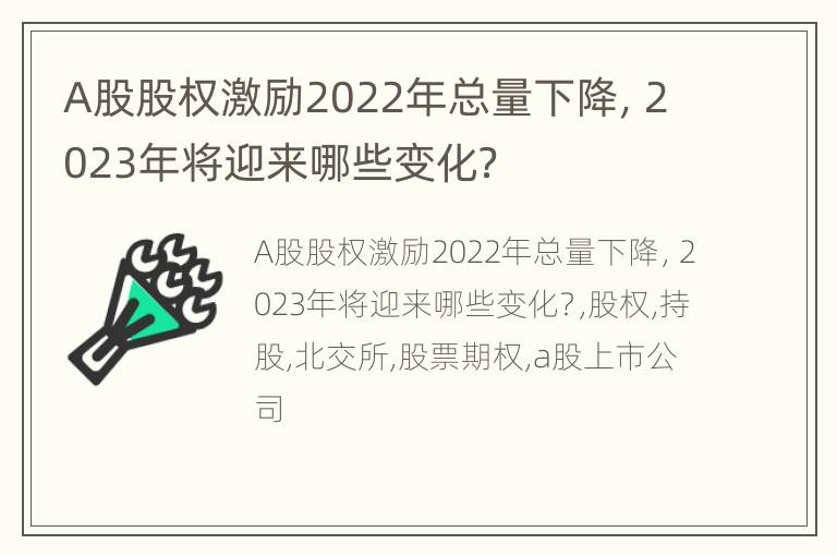 A股股权激励2022年总量下降，2023年将迎来哪些变化？