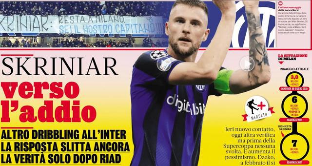 米体：什克再次推迟回应&正在接近离队，意超杯后给国米答复