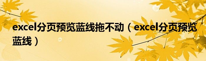 excel分页预览蓝线拖不动（excel分页预览蓝线）