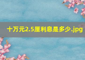 十万元2.5厘利息是多少