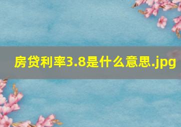 房贷利率3.8是什么意思