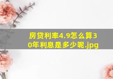 房贷利率4.9怎么算30年利息是多少呢