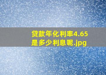 贷款年化利率4.65是多少利息呢