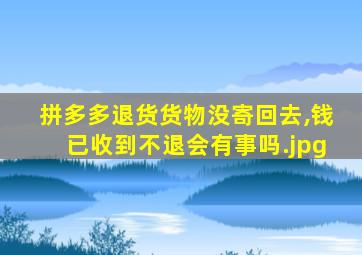 拼多多退货货物没寄回去,钱已收到不退会有事吗